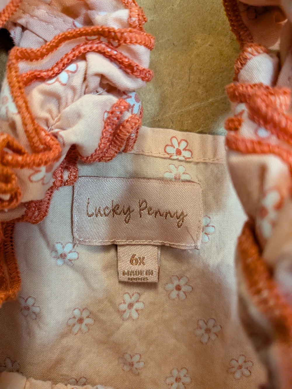 Girls' Peach Floral Smocked Sundress with Ruffle Straps